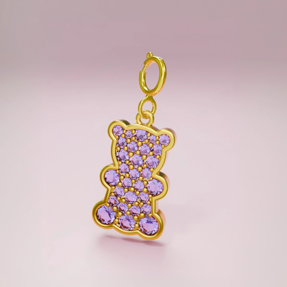 Vintage 18K Gold Plated PVD Stainless Steel Cubic Zirconia Floral Charm Bar