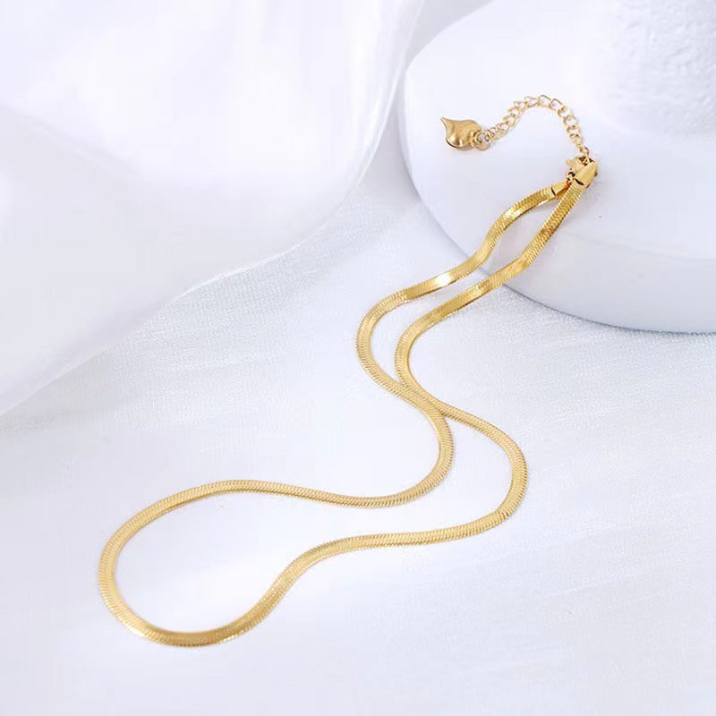 Minimalist U-Shaped Titanium Steel Plated Snake Chain Necklace for Women