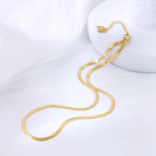 Minimalist U-Shaped Titanium Steel Plated Snake Chain Necklace for Women