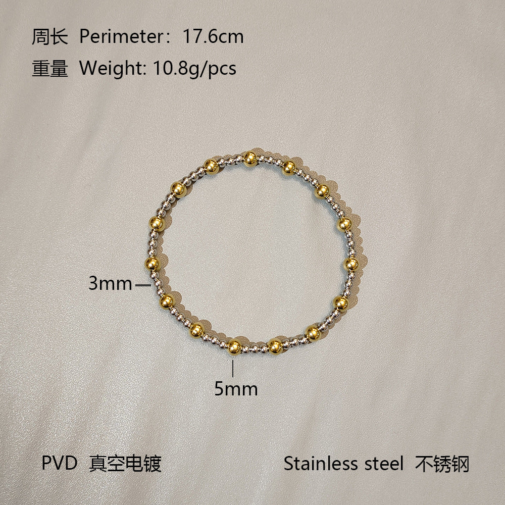 Geometric Plated Stainless Steel Elastic Beaded Charm Bar Unisex