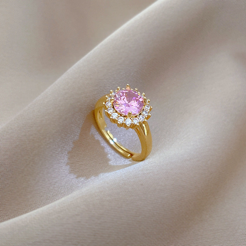 Anello da donna regolabile a corona placcato oro rosa in ottone stile Kawaii carino