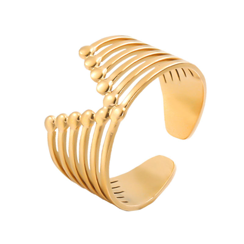 Minimalist Geometric Stainless Steel Open Ring for Women with Plated Finish