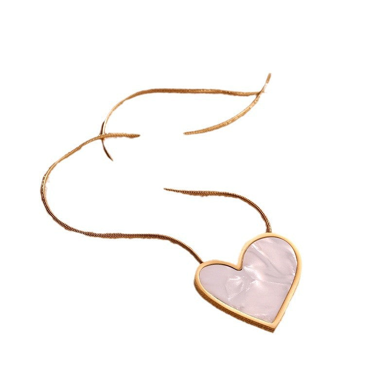 Collana Minimalista a Cuore in Acciaio al Titanio Placcato per Donne