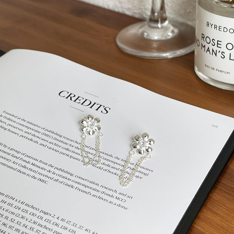 Pendientes de Botón de Plata Esterlina 925 Hechos a Mano con Diseño Floral en Forma de Estrella para Mujer, con un Fresco y Dulce Diseño Inspirado en el Jardín