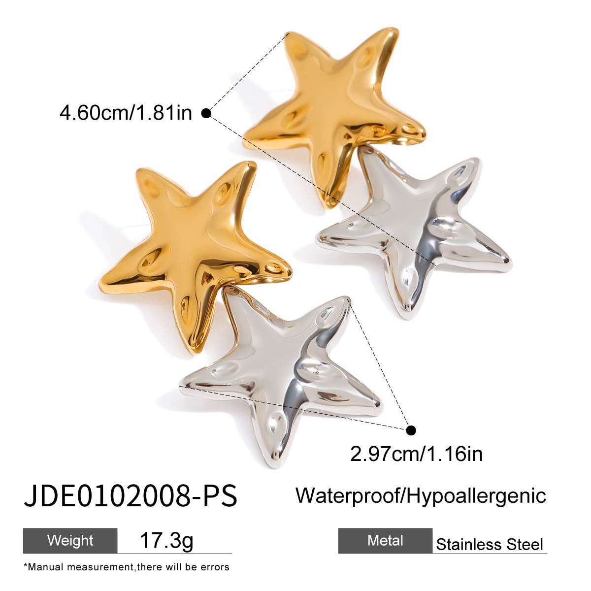 Minimalist Elegant Star Stainless Steel Titanium Steel Plated Necklace Earring Ring Set for Women