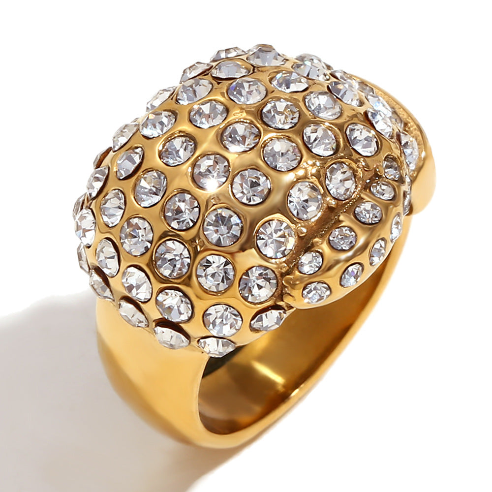 Anillo de acero inoxidable geométrico de inspiración vintage con chapado en oro de 18 quilates para hombre
