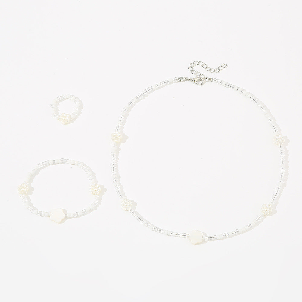 Set di collana con perline in resina a forma di stella, bracciale e anello per bambini, regalo di gioielli minimalisti fatti a mano