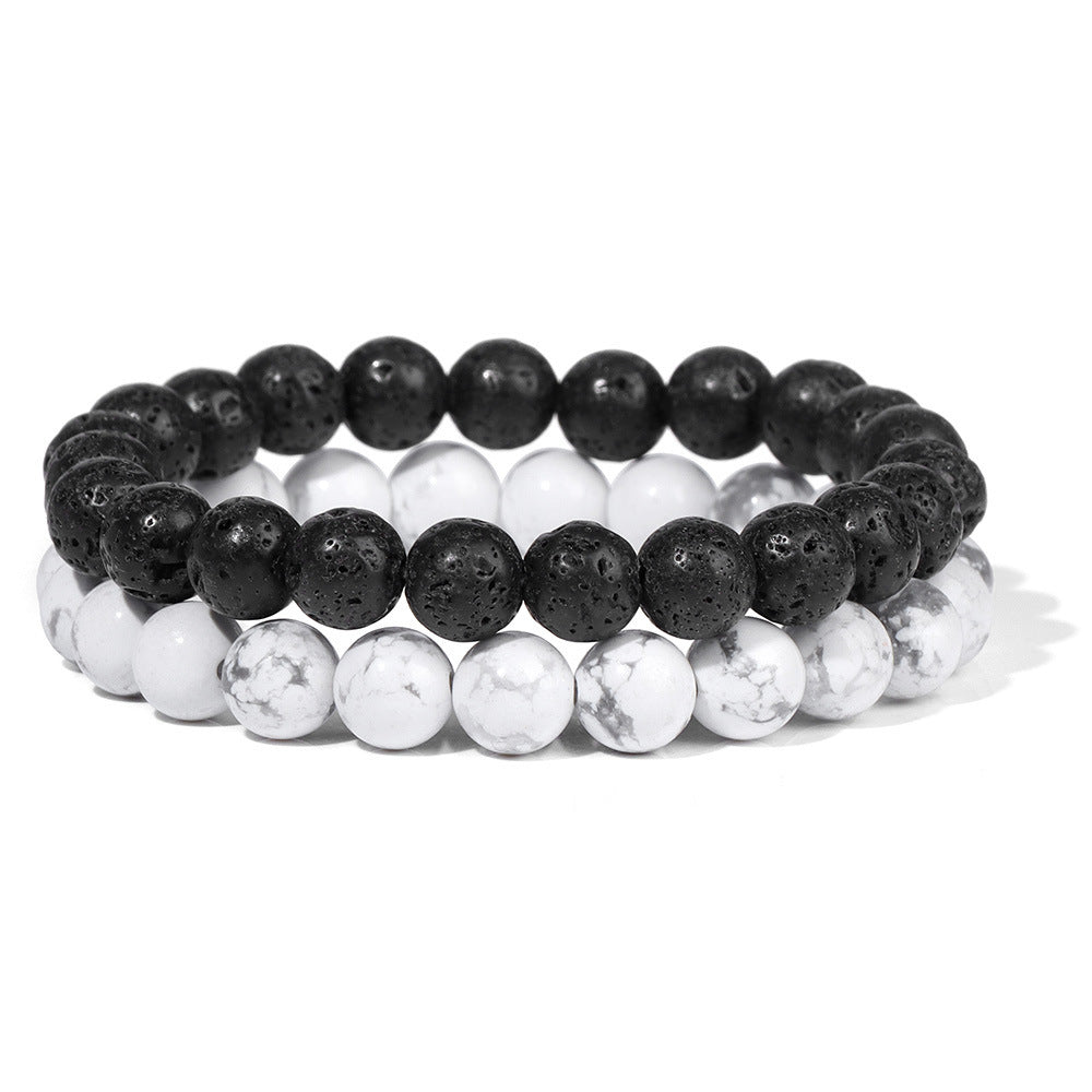 Vintage Business Geometric Natural Gemstone Beaded Bracelet Set for Unisex