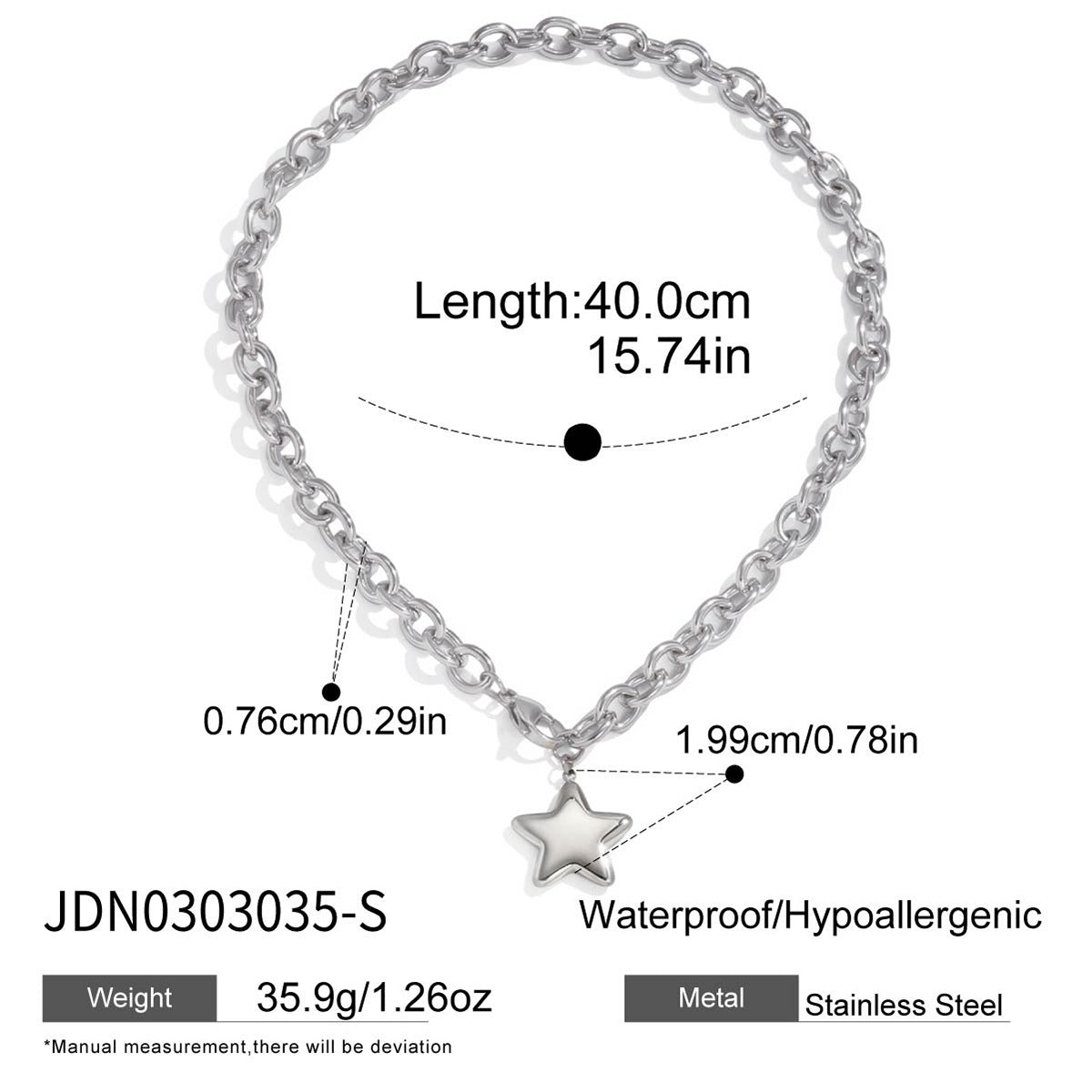 Star Geometric Plated Stainless Steel Necklace with Titanium Steel Pendant for Women