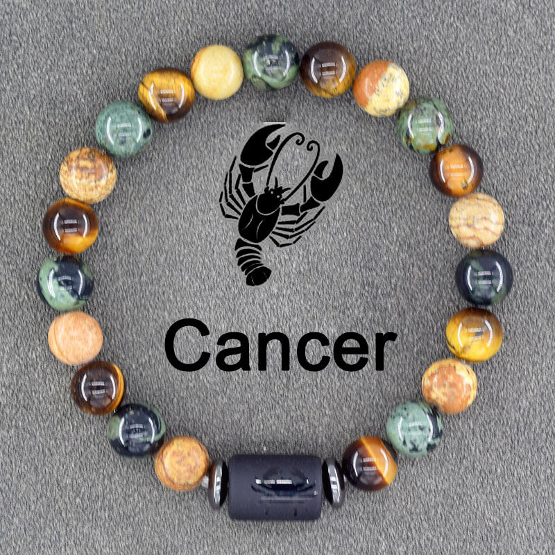 Classic Unisex Natural Stone Zodiac Beaded Bracelet