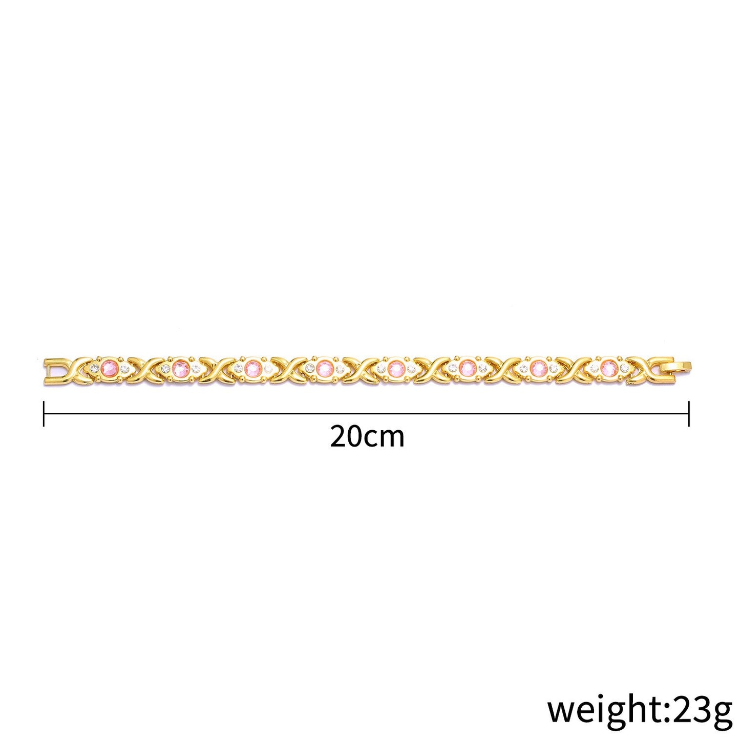 Bracciale regolabile da donna in lega placcata con strass a goccia, stile lusso minimalista