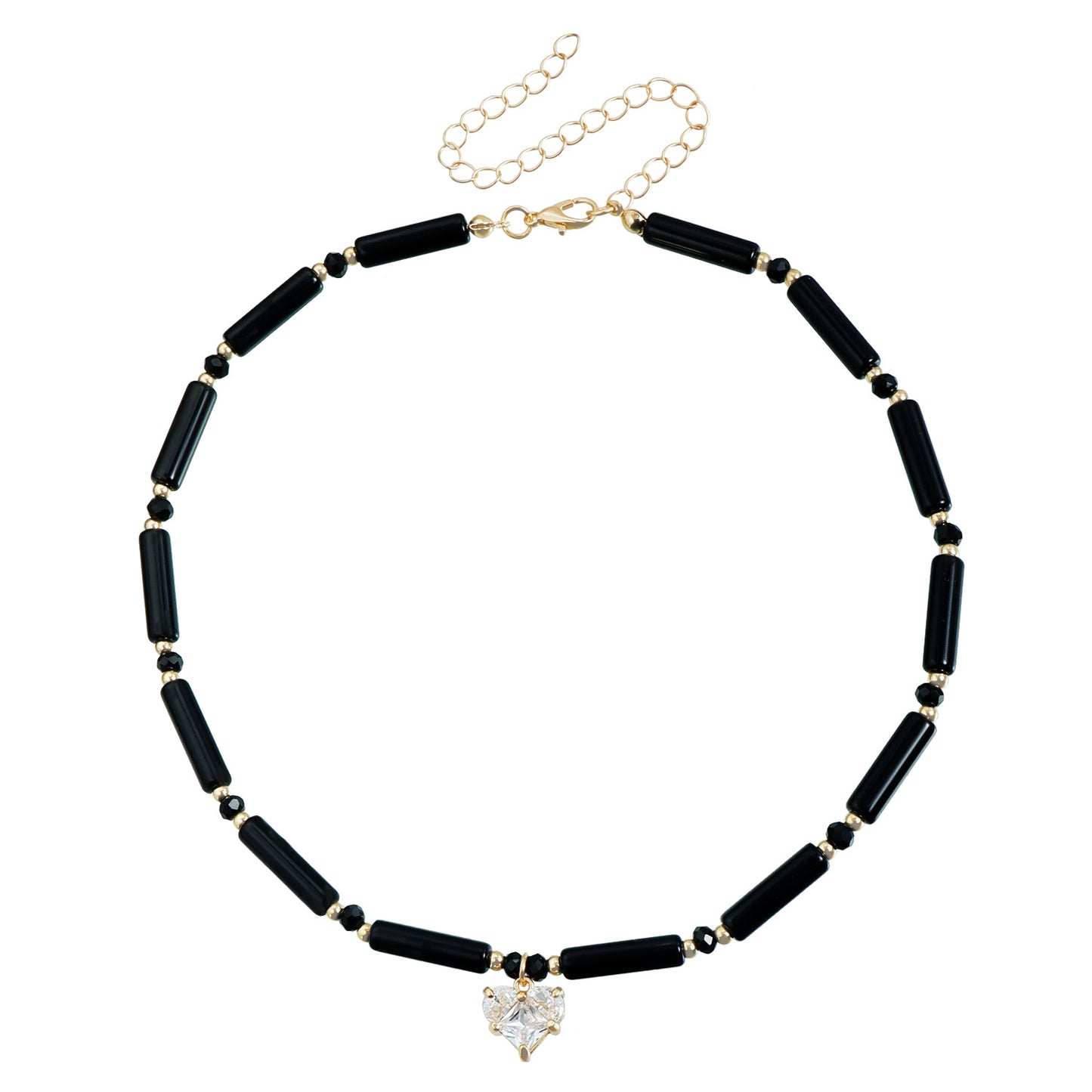 Minimalist Heart-Shaped Alloy Pendant Necklace with Cubic Zirconia Accents and Gold Plating for Women