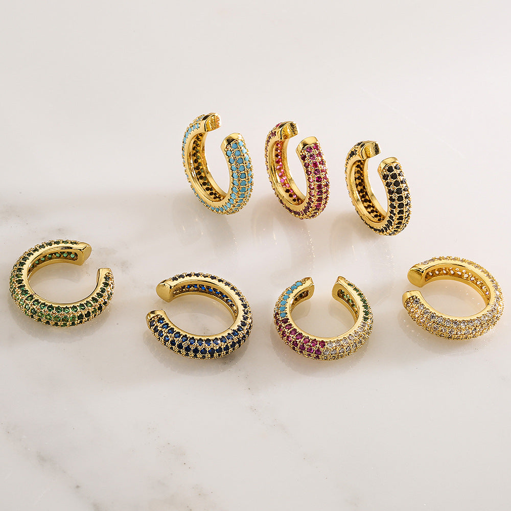 Minimalist U-Shaped Ear Clips for Women Made of Brass with Micro-Pavé Zirconia