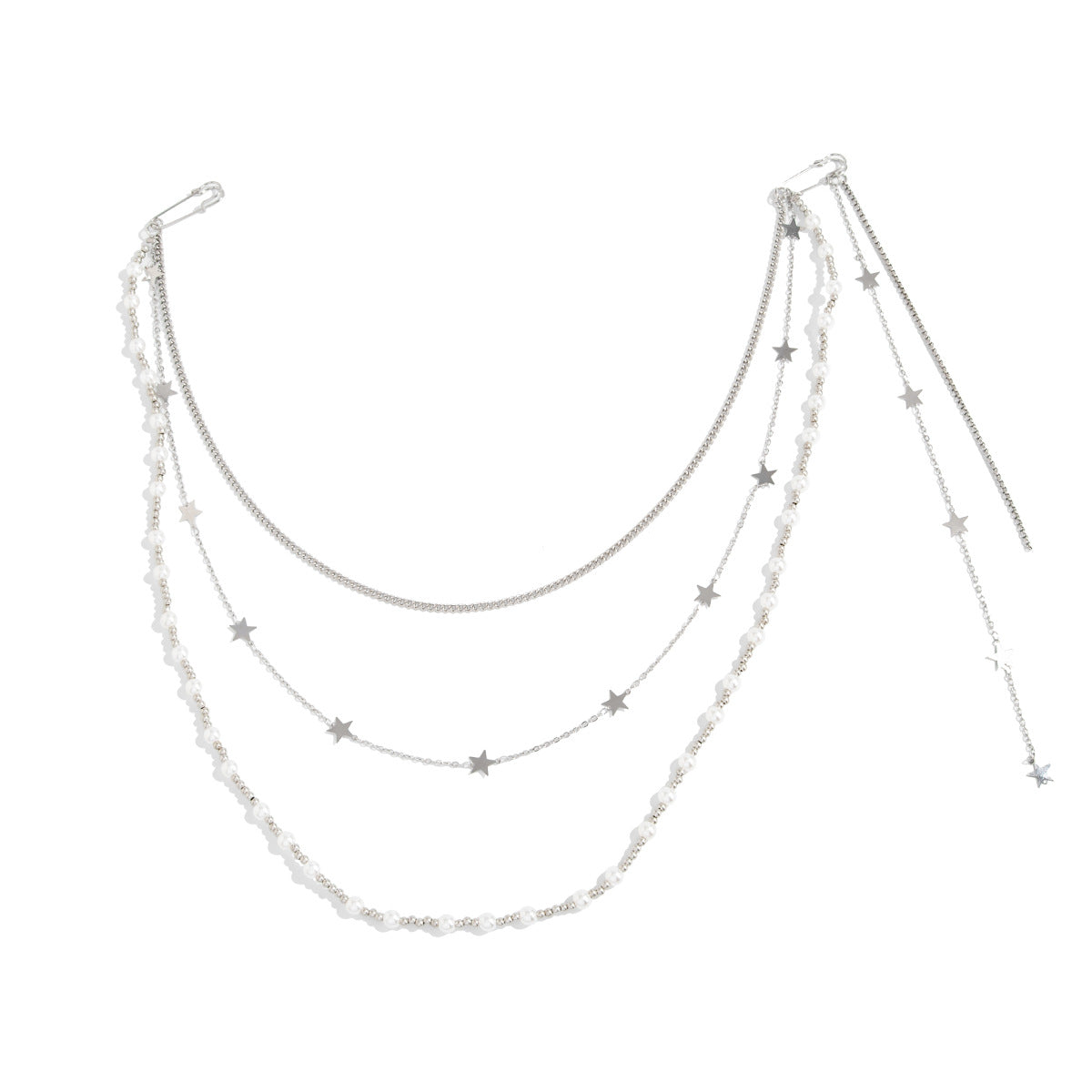 Minimalist Star Faux Pearl Tassel Multi-layer Waist Chain for Women