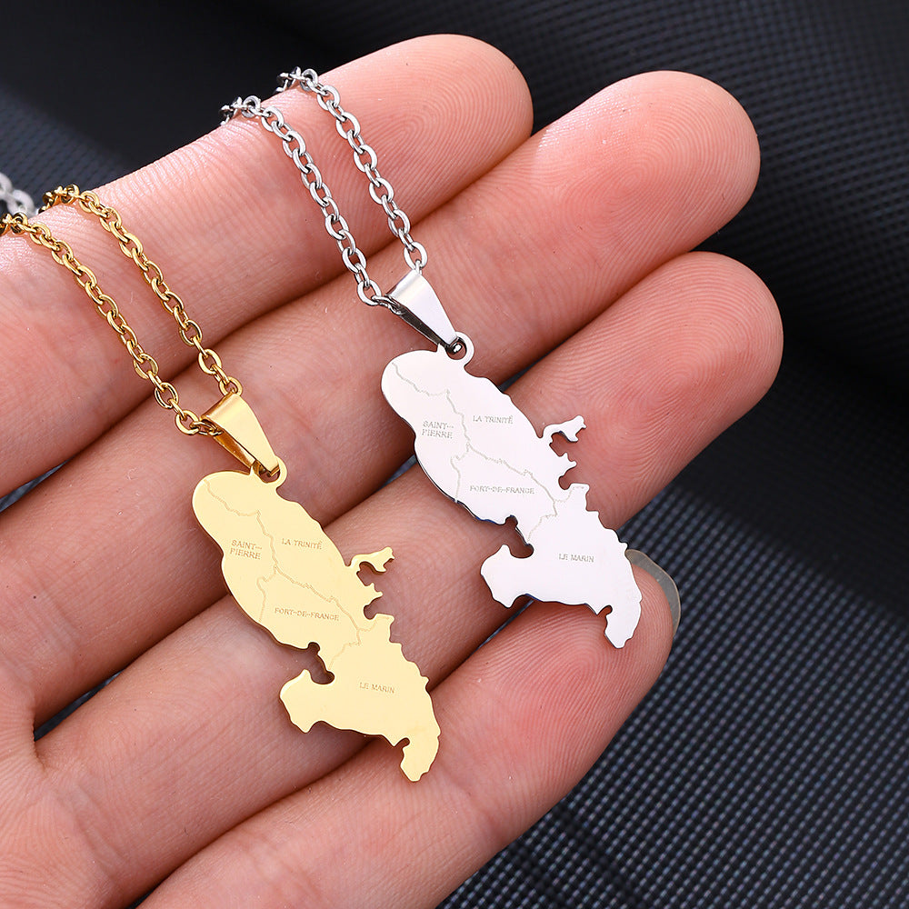Collar con Colgante Geométrico de Estilo Étnico para Parejas, de Acero Inoxidable con Colgante de Acero de Titanio y Cadena O con Acabado Galvanizado