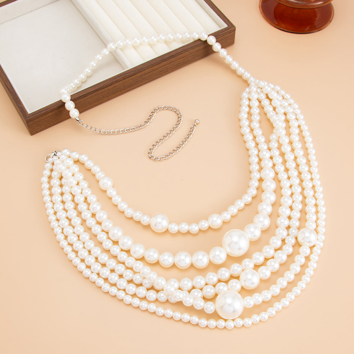 Fashion Imitation Pearl Multi-layer Beaded Body Chain with Tassel for Women