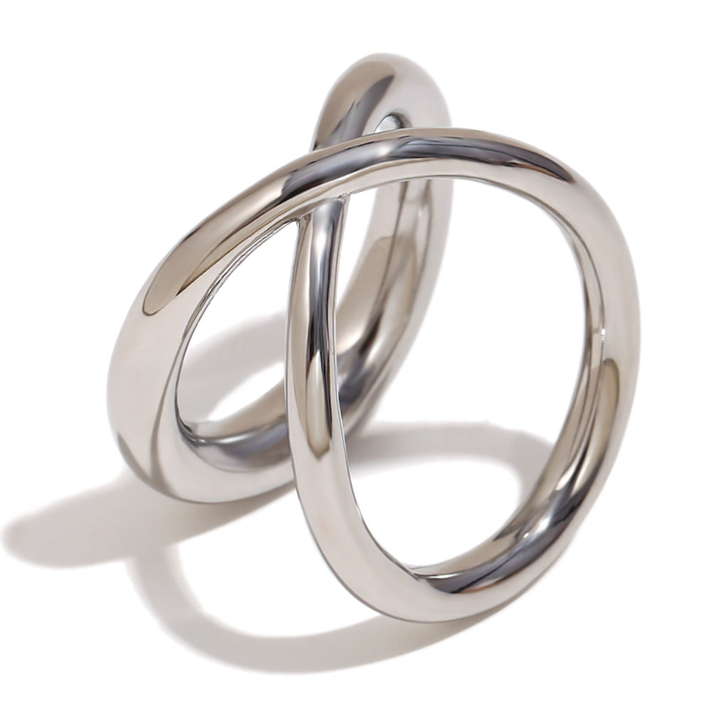 Anello a forma di testa di serpente in acciaio inossidabile placcato oro 18K da donna, design geometrico creativo
