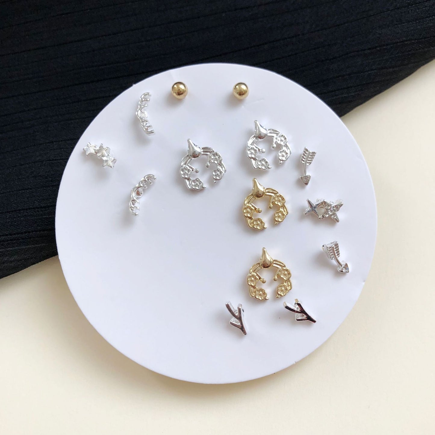 Minimalist Sweet Geometric Alloy Plated Stud Earrings with 925 Sterling Silver Posts for Women