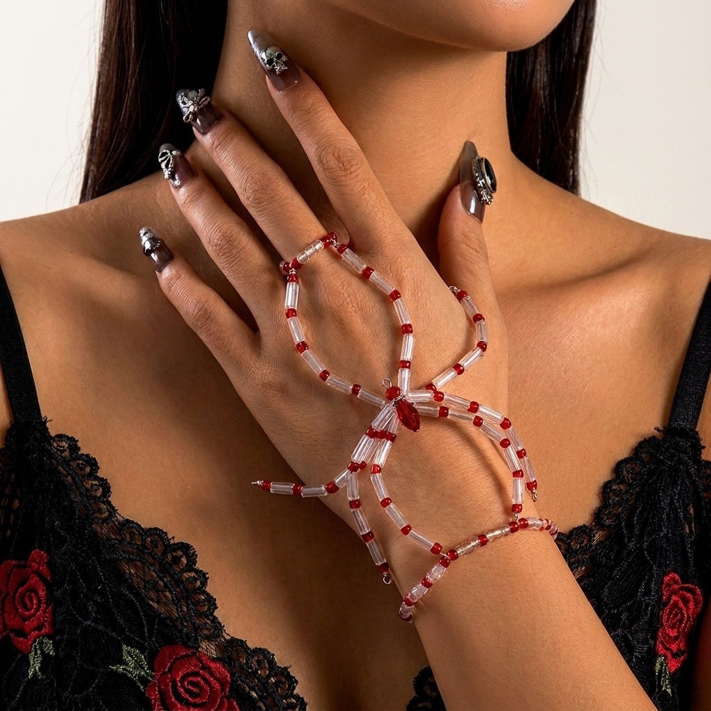 Gothic Spider Resin Finger Chain Bracelet for Women