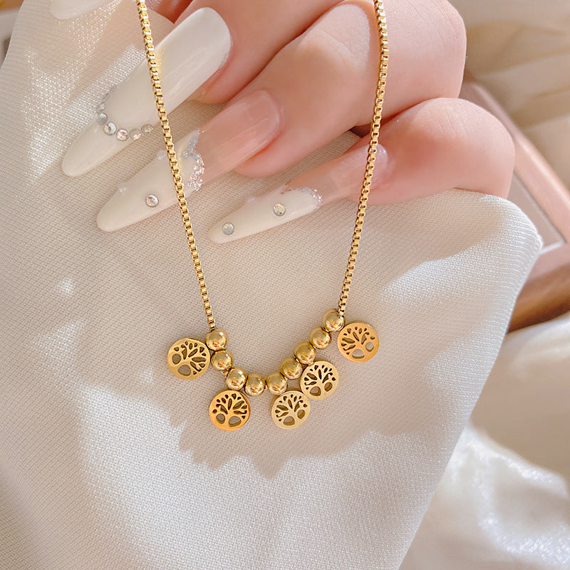 Hollow Tree Design Titanium Steel Plated Necklace