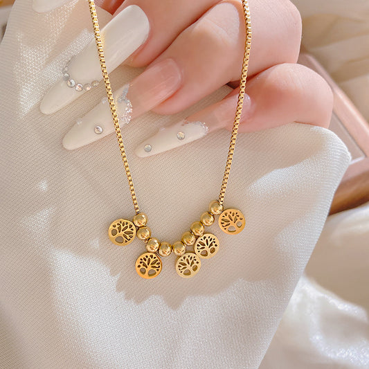 Hollow Tree Design Titanium Steel Plated Necklace