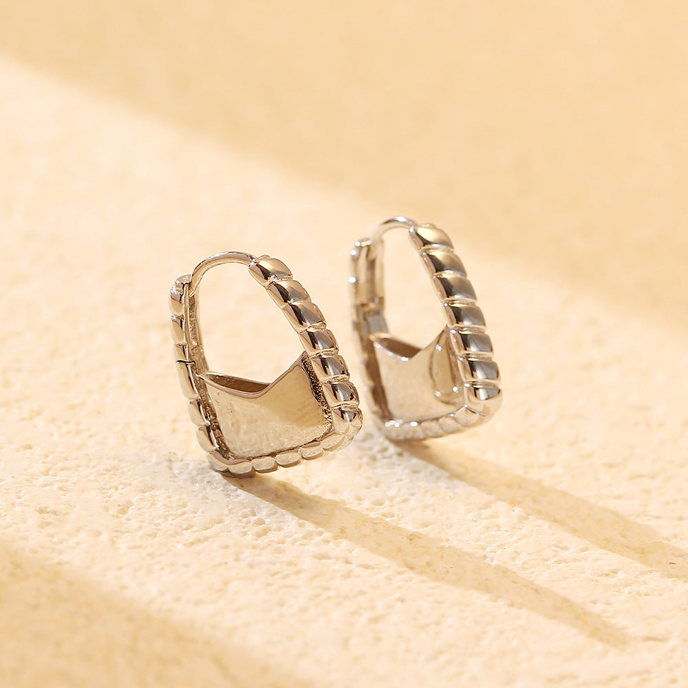 Pendientes de aro únicos con diseño de bolso chapados en plata de ley 925 para mujer