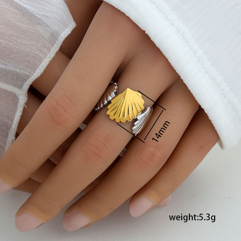 Anillo Ajustable Minimalista Geométrico de Acero Inoxidable con Baño de Oro para Mujer y Hombre