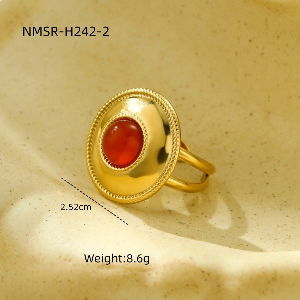 Anillo de lujo Ojo de Horus retro en acero inoxidable con acabado chapado para mujer, diseño de banda abierta geométrica