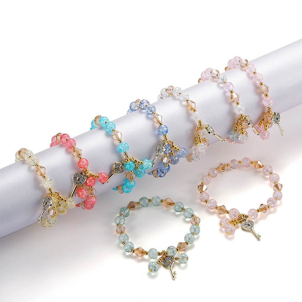 Geometric Key Crystal Glass Polished Bracelet for Women