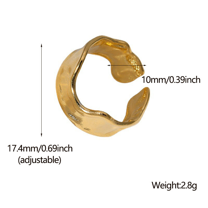 Anello Aperto Minimalista in Acciaio Inossidabile Geometrico da Donna con Finitura Placcata e Design a Linea Pulita