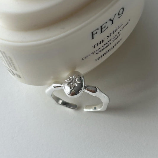 Anello Aperto da Donna Minimalista con Geometria Ovale in Argento Sterling 925