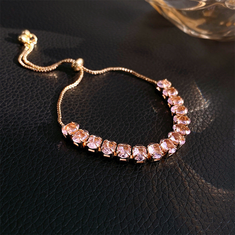 Luxury Elegant Geometric Alloy Plated Bracelet with Cubic Zirconia for Women