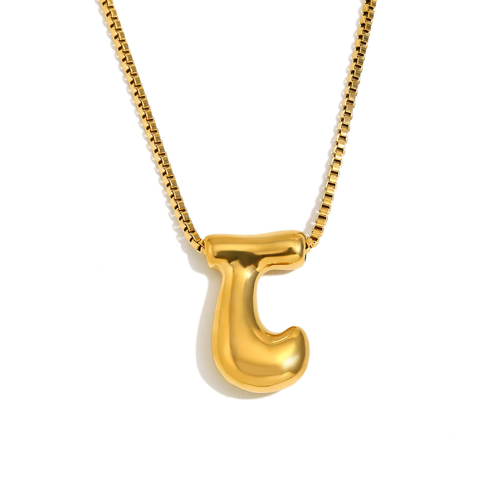 Minimalist Fashion Letter Necklace for Women Stainless Steel Pendant with 18K Gold Plating