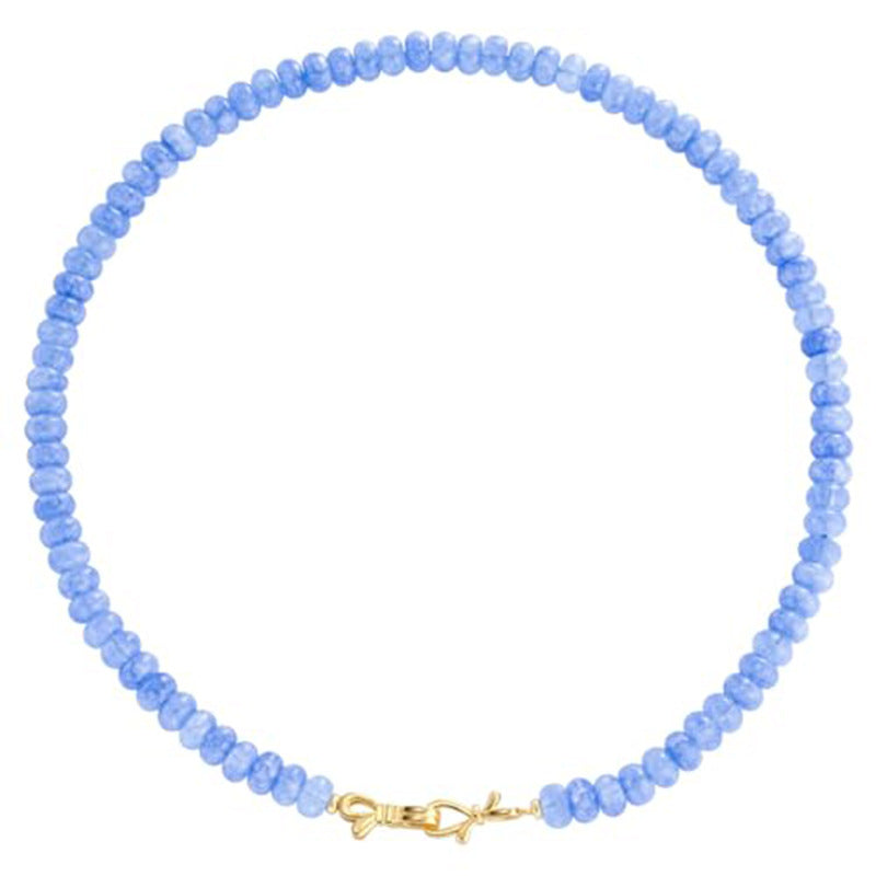 Elegant Natural Stone Agate Turquoise Beaded Necklace Unisex Geometric Round