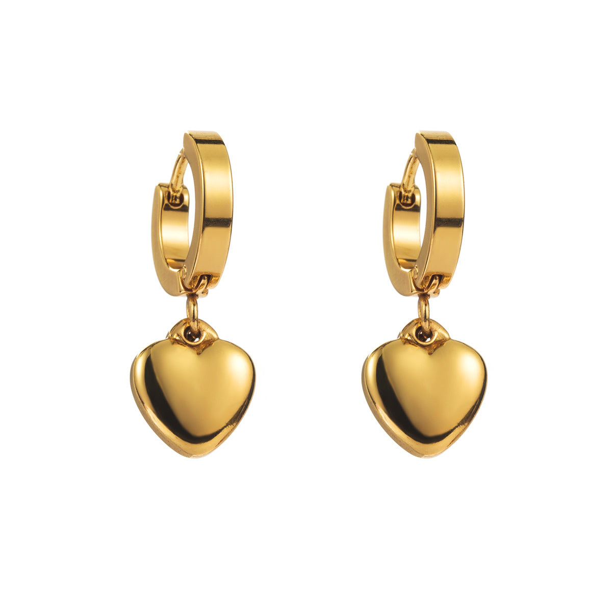 Orecchini a cerchio in acciaio inossidabile a forma di cuore, stile lusso leggero, da donna, con finitura placcata