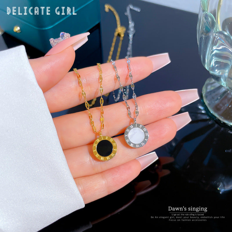 Cartoon Style Geometric Pendant Necklace in Titanium Steel with Gold Plating for Women