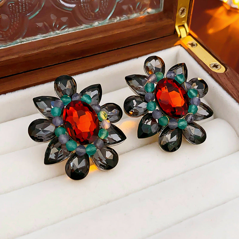 Vintage Geometric Earrings with Gold-Plated Copper Base and Stainless Steel Posts for Women