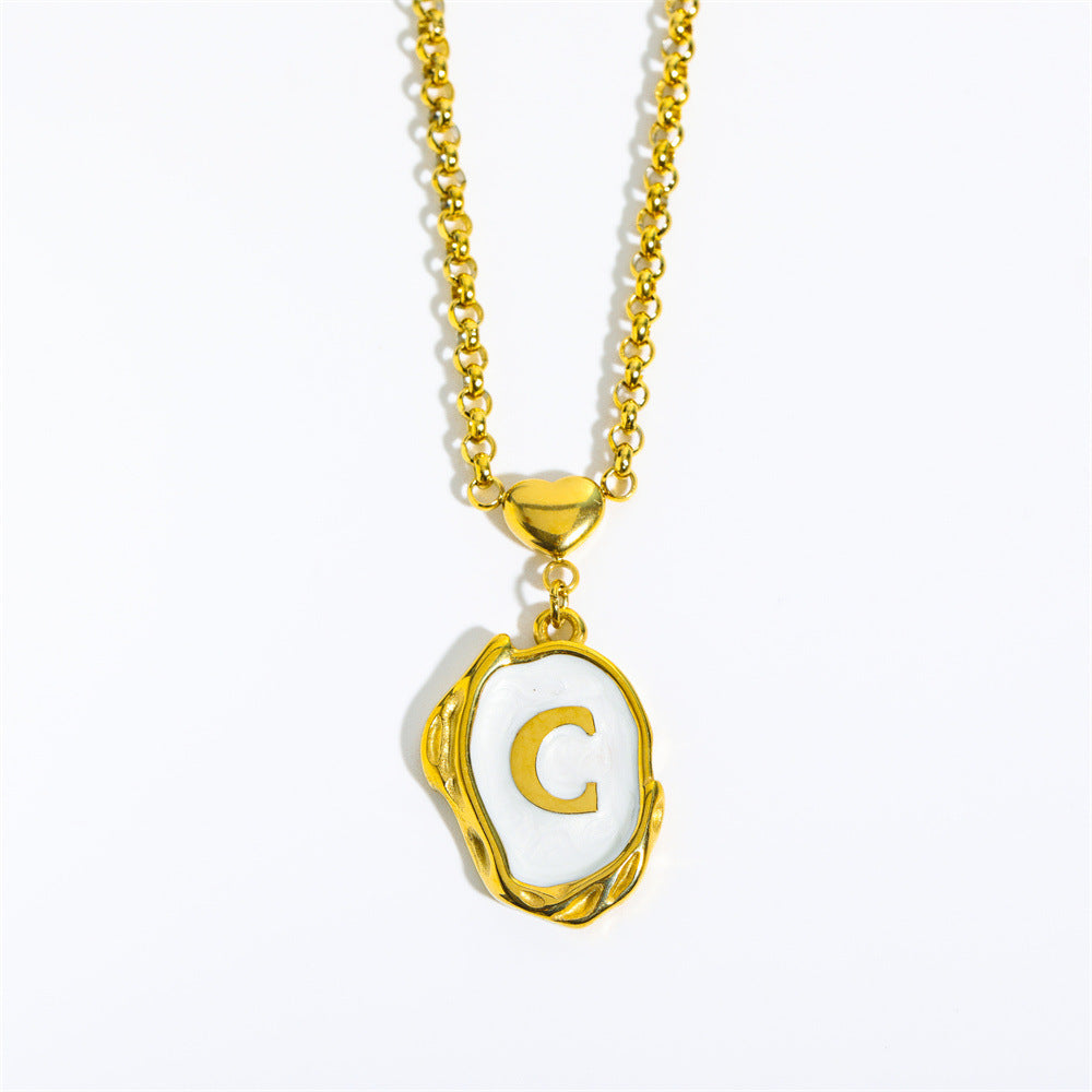 Collana Minimalista in Acciaio Inossidabile a Forma di Lettera con Placcatura in Oro 18K e Catena a O per Uomo e Donna