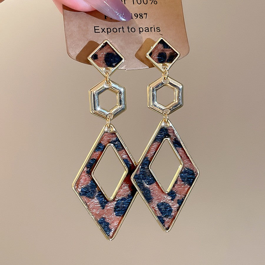 Orecchini pendenti in pelle geometrici minimalisti retrò con perni in argento sterling 925, finitura galvanizzata, da donna