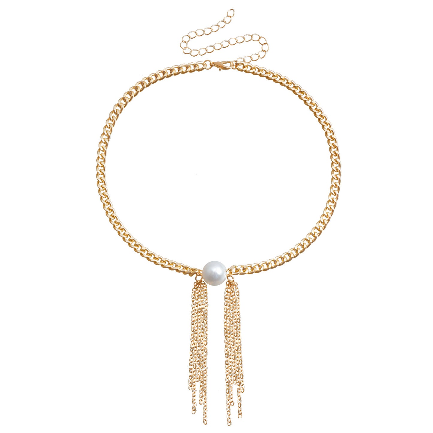 Asymmetrical Long Tassel Pendant Clavicle Necklace in Alloy with Plating Finish, Geometric and U-Shaped Design, Minimalist and Fashion-Forward Style