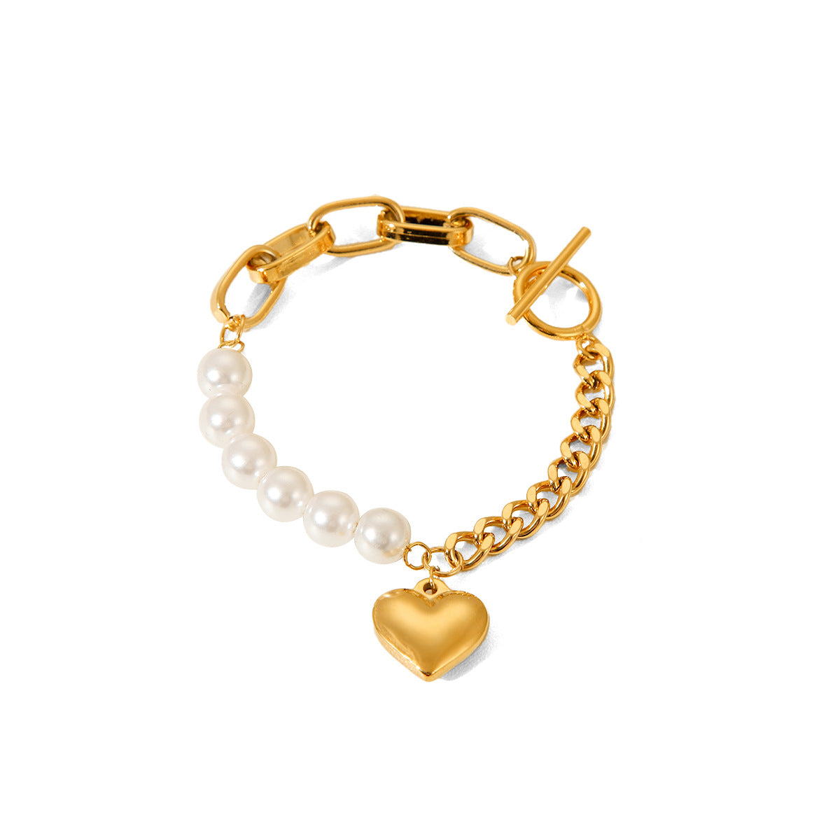 Ins Style Heart Shaped Stainless Steel Bracelet with Titanium Steel Accents and Plated Finish for Women