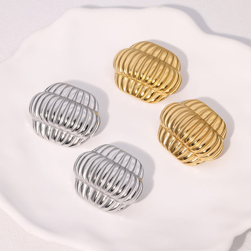 Vintage Geometric Lantern Stud Earrings 18K Gold Plated Stainless Steel Fashion Jewelry for Women