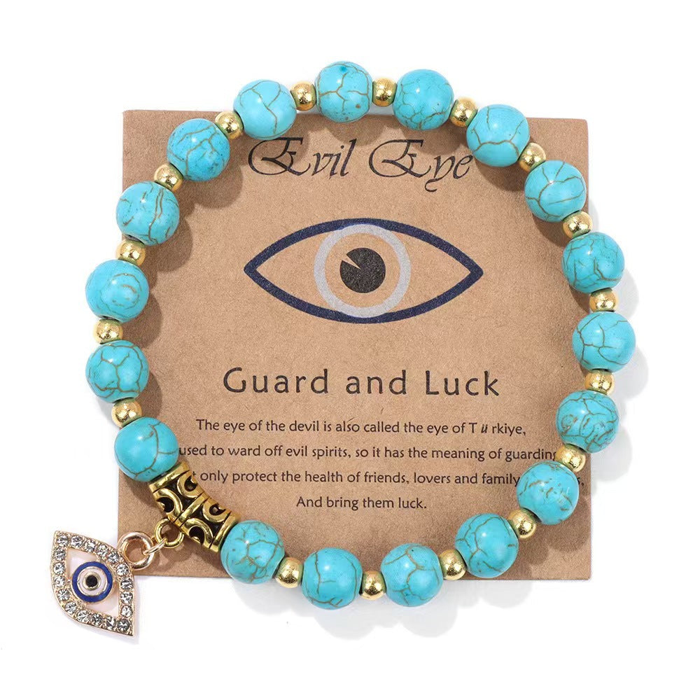 Minimalist Geometric Evil Eye Rhinestone Beaded Bracelet Unisex Yoga Energy Jewelry