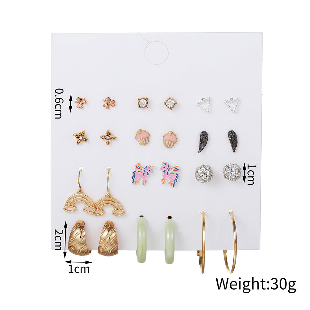 Minimalist Geometric Drip Oil Alloy Earrings Set for Women