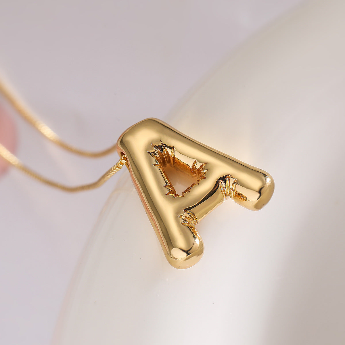 Minimalist Irregular Geometric Letter Balloon Pendant Necklace for Women
