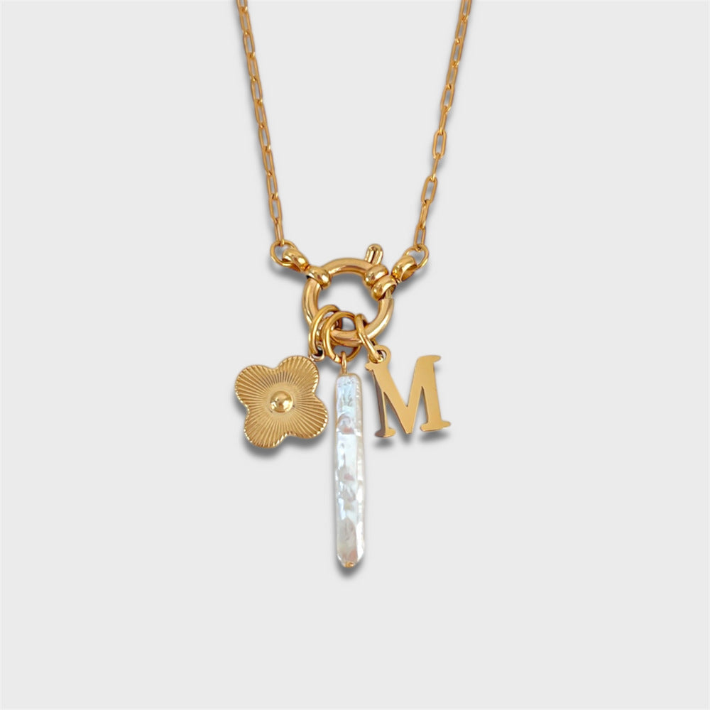 Vintage Minimalist Geometric Heart 18K Gold Plated Titanium Steel DIY Charm Bar Necklace
