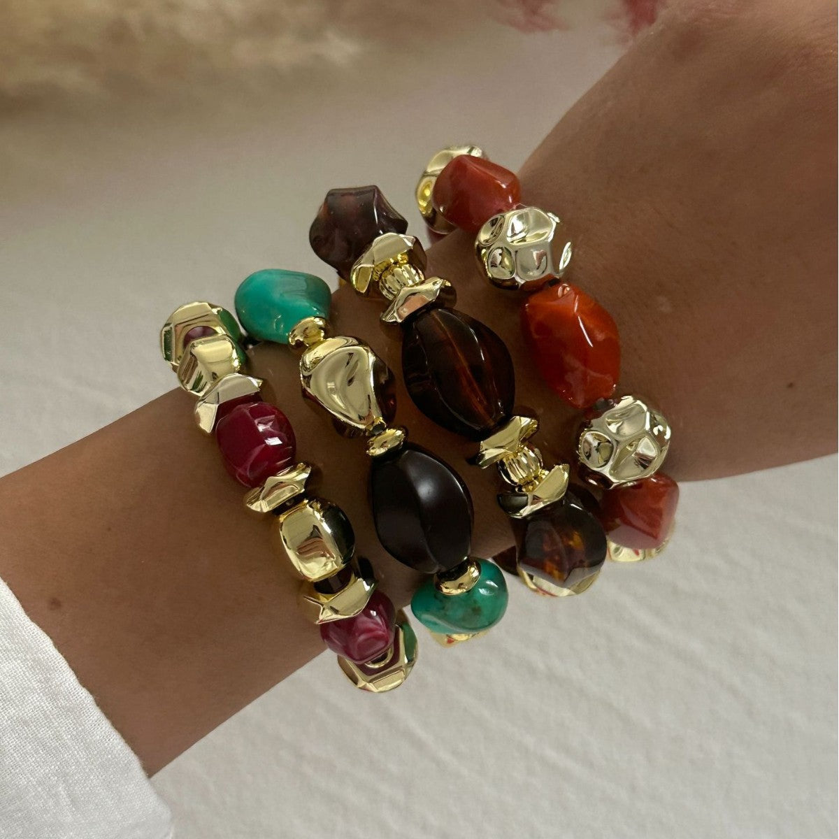 Vintage Elegant Geometric Gradient Acrylic Plated Necklace and Bracelet Set for Women