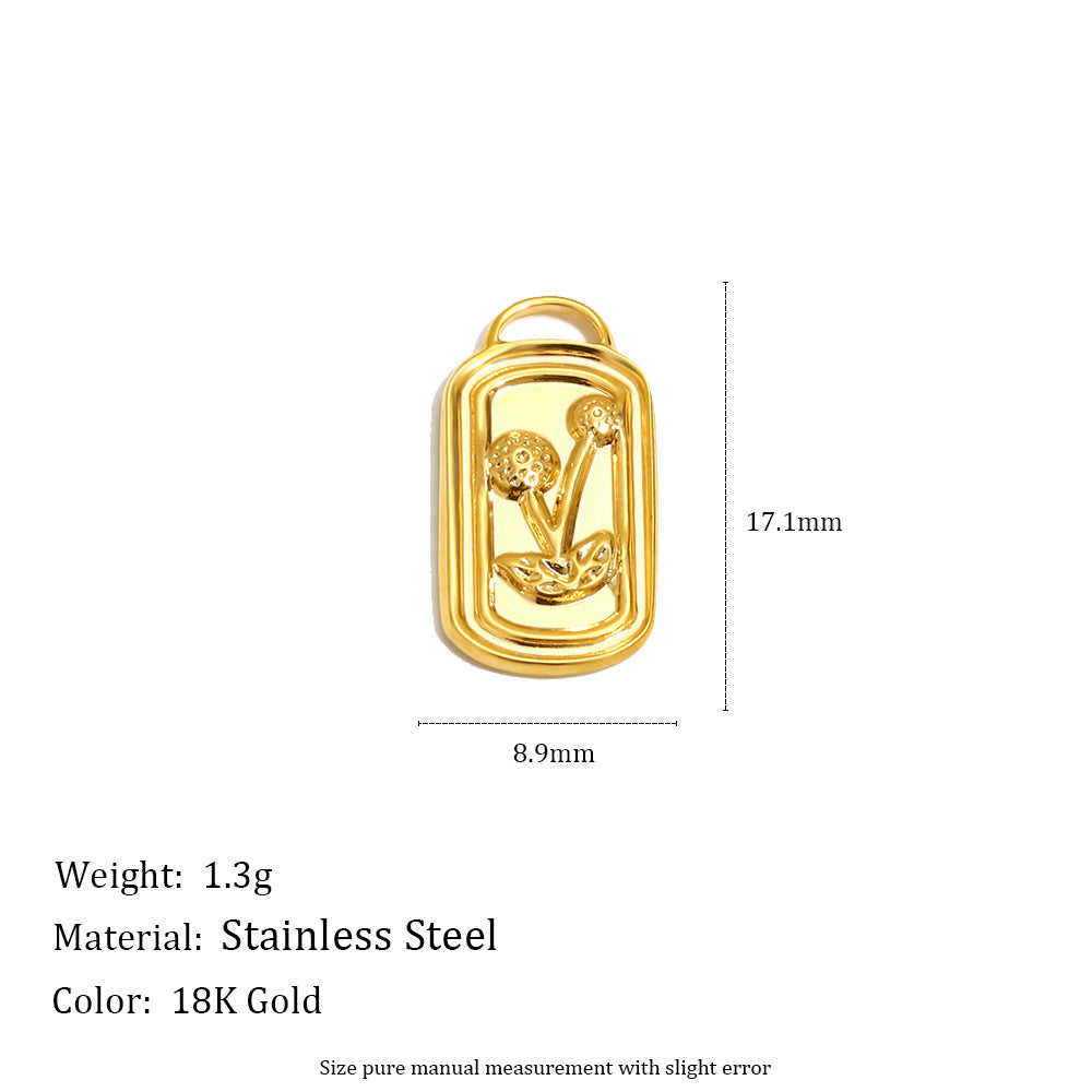 Minimalist Stainless Steel Gold Plated PVD Heart Square Star Moon Tulip Charm Bar