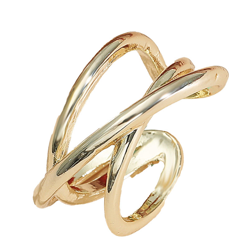 Anello Aperto Regolabile Minimalista e Delicato da Donna in Lega di Zinco con Finitura Lucida e Design Geometrico a U