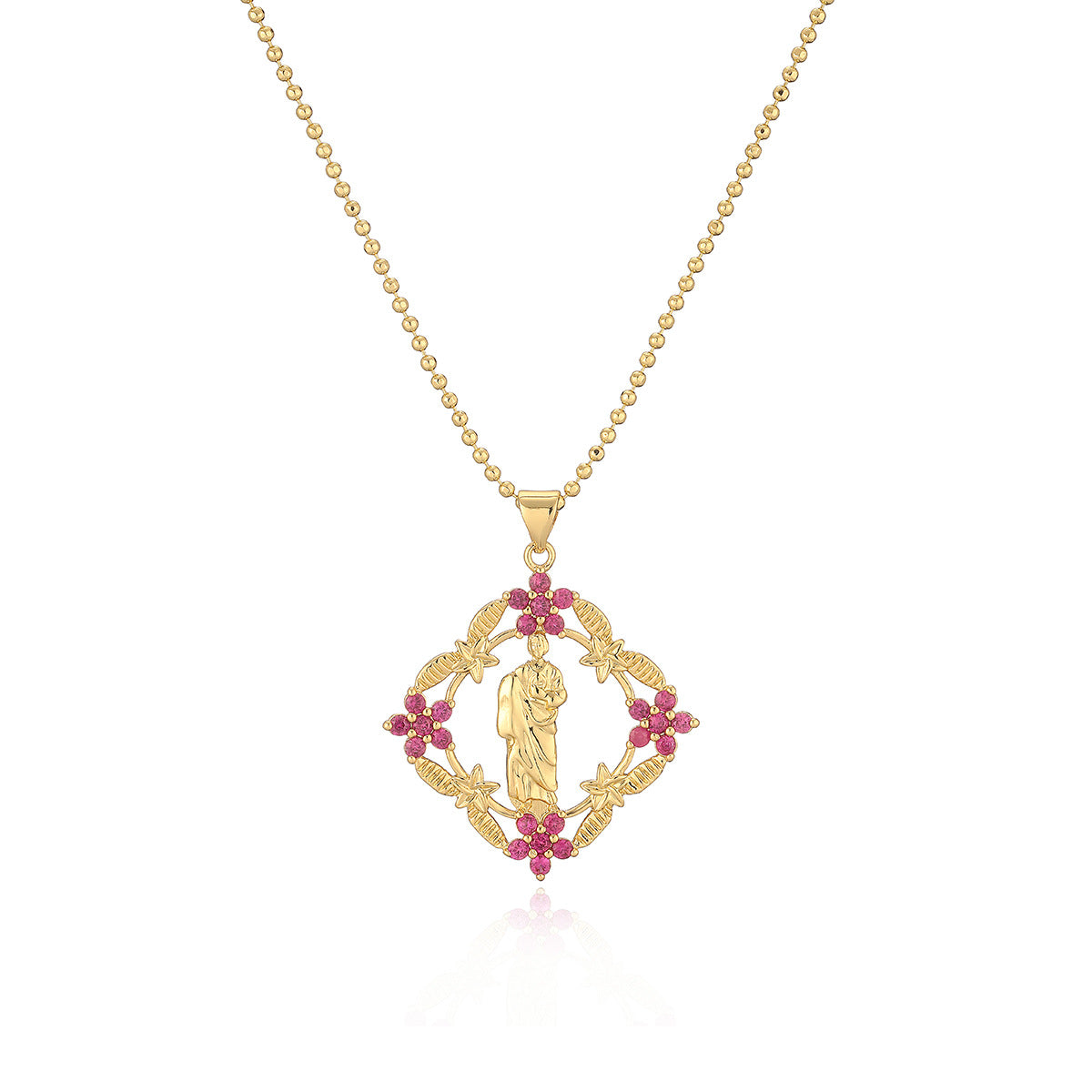 Minimalist Geometric Priest Pendant Necklace for Women with Copper Base and 18K Gold Plating, Zircon Inlay, Irregular Shape, Clavicle Chain